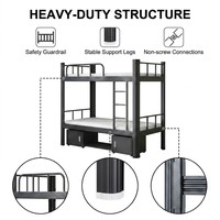 Lit superposé en acier robuste à montage facile, démontable (KD), double étage, pour dortoirs d'employés, hôtels, taille personnalisée, OEM