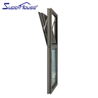 Fenêtre à auvent verticale à triple vitrage certifiée anti-ouragan de Floride Miami avec écran pliable, style à ouverture battante, design à persiennes
