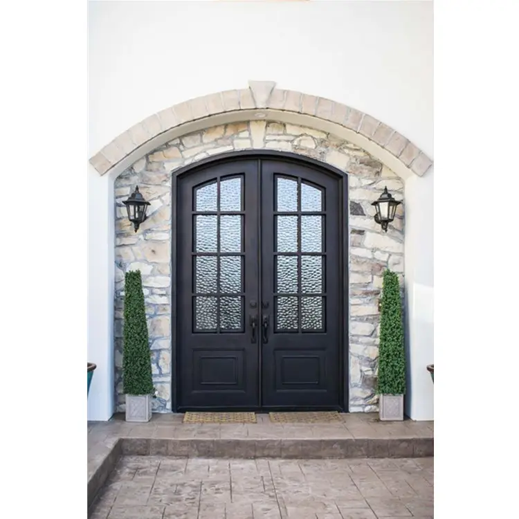 आधुनिक आउटडोर मुख्य प्रवेश द्वार धातु सुरक्षा दरवाजे बाहरी सुरक्षा डबल लोहे सामने वाले दरवाजे के डिजाइन