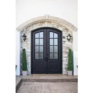 Modern Outdoor Main Entrance Metal Security Doors Exterior Safety Double Wrought Iron Front Door Designs