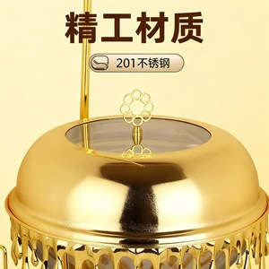 เครื่องอุ่นอาหารบุฟเฟ่ต์แบบแขวนหรูหราสีทอง 8 ลิตร รุ่นหยดน้ำ ทำจากสแตนเลสทรงกลม สำหรับโรงแรมและร้านอาหาร - Product Image 4