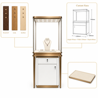 Vitrine à bijoux autoportante en or rose, avec tiroirs verrouillables et éclairage LED, pour magasin de bijoux