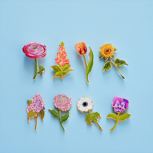 Pin de esmalte de flor púrpura de Metal personalizado, broche de flor creativo exquisito, alfileres de solapa, insignia de aleación de planta - Product Image 1