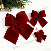 Élégant nœud de Noël en flanelle rouge, pendentif en forme de papillon, 14x12cm, style européen, décorations de mariage durables, arbre de Noël