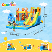 Château gonflable aquatique Cocofish en tissu Oxford pour enfants, parc aquatique extérieur pour jardin, château sauteur gonflable combiné