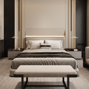Современная однотонная деревянная пятизвездочная гостиничная мебель для спальни по индивидуальному заказу от производителя для гостиной и спальни - Product Image 1