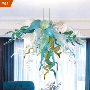 Lampadario Moderno in Vetro di Murano Soffiato a <span class=keywords><strong>Mano</strong></span> Blu Acqua con LED, Lussuoso e Grande per Hotel e Uffici - Product Image 1