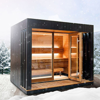 Cabina Sauna Exterior Cedro Rojo 3x2x2m 4-6 Personas Impermeable para Resort Patio
