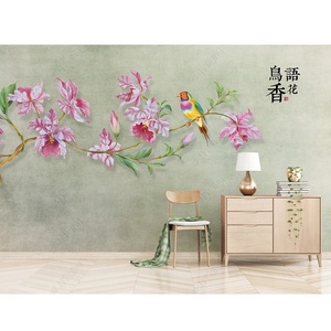 Anpassen 1080P Hot Sale Rose Orchidee Vögel Wandbild 3d Design Tapete für Schlafzimmer Wohnzimmer Hintergrund - Product Image 6