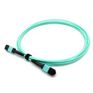 MTP ke MTP wanita OM3 12 serat kabel Patch MTP/kabel bagasi konektor Aqua