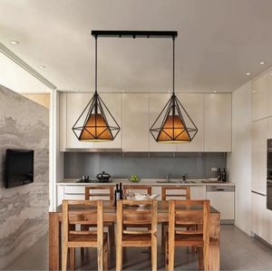 โคมไฟระย้าสไตล์นอร์ดิกวินเทจอุตสาหกรรม โคมไฟห้อยเพดานโลหะรูปทรงเพชรแนวเรโทร สำหรับห้องรับประทานอาหาร/บาร์ แบบ 3 หัว สไตล์ลอฟท์ - Product Image 3