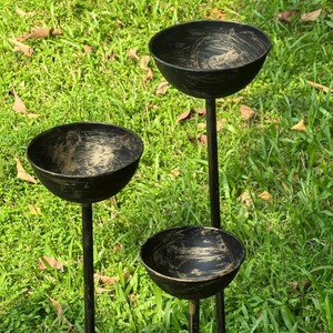 Recogedor de Agua de Lluvia Decorativo para Jardín, Adorno de Hierro de Tres Piezas para Exteriores, Estilo Vintage con Acabado Natural, Decoración para Patio y Jardín - Product Image 2