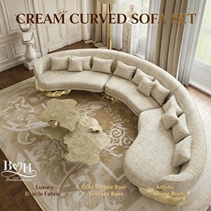 Divano Sezionale Moderno Curvo in Velluto su Misura con Spugna ad Alta Densità e Gambe in Ottone per Soggiorno - Arredamento di Lusso per la <span class=keywords><strong>Casa</strong></span> - Product Image 1