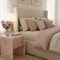 Table basse de luxe en onyx rose naturel, table de chevet pour chambre à coucher avec rangement, accepte la personnalisation, mobilier de salon