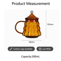 Mug en verre borosilicate de 300 ml en forme de sapin de Noël, tasse à café colorée avec poignée, tasse à thé à paroi simple, compatible lave-vaisselle et micro-ondes