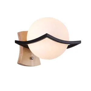 Nordic Massief Houten Wandlamp Bed Slaapkamer Woonkamer Lamp Eenvoudige Moderne Creatieve Led Balkon Gangpad Lamp