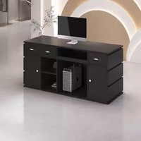 Comptoir de caisse en bois laqué noir durable, bureau d'accueil, salon de beauté, magasin de vêtements, salon de coiffure, bar, salon de thé au lait tendance
