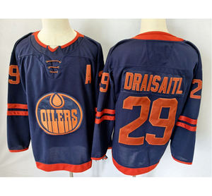 Jersey de Hockey sobre Hielo Personalizado, Azul, Naranja y Blanco, con Emblema de Gota de Aceite, Cuello en V, Sublimado, de Poliéster, para Hombre y Mujer - Product Image 3