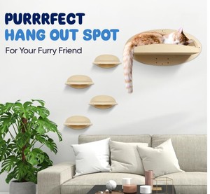 Estantes de pared personalizados para gatos con cojín acogedor Juegos de muebles de madera para trepar para gatos <span class=keywords><strong>Kitty</strong></span> <span class=keywords><strong>Bridge</strong></span> Estante para gatos Estantes de pared montados en la pared - Product Image 5