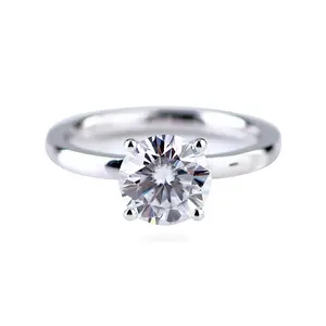 Redoors direct manufacturer platinum950 solitaire US7.5# moissanite ring round cut DEF color 8 H&A wedding ring for lover