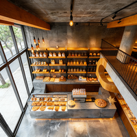 Boulangerie Composite magasin de détail longue bande droite style stratifié ligne droite type présentoir