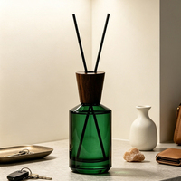 Diffuseur à roseaux, flacon vide 120 ml en verre ambré carré avec bâtonnets en bois estampés à chaud