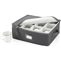 Support de rangement empilable pour tasses avec couvercle et poignée, porte-tasses à café avec séparateur, boîte de rangement pliable pour 12 tasses