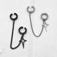 Boucles d'oreilles tendance minimalistes en acier inoxydable pour adolescents, sans perçage, pour femmes et hommes, fausses boucles d'oreilles pendantes en forme d'étoile, bijoux