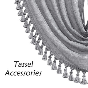 Bindi all'ingrosso ricamo <span class=keywords><strong>grigio</strong></span> cascata mantovana finestra pizzico piega tenda di <span class=keywords><strong>lino</strong></span> - Product Image 4