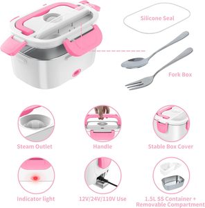 110V/12V Stainless Steel Construction Thermal Heating Electric <b>Lunch</b> <b>Box</b> with Carry Bag for Kitchen Use Portable Design - Product Image 4