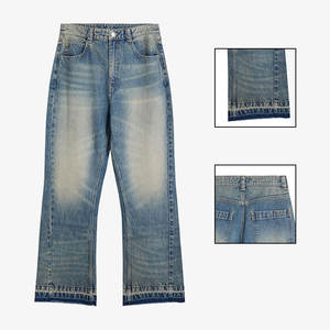 <span class=keywords><strong>Jeans</strong></span> Vintage Personalizzati a <span class=keywords><strong>Gamba</strong></span> <span class=keywords><strong>Dritta</strong></span> con Effetto Sbiadito e Distressed, Modello Bootcut per <span class=keywords><strong>Uomo</strong></span> - Product Image 5