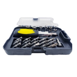 Jeu de tournevis à cliquet universel 23 pièces, kit d'outils combinés à douilles de 1/4 pouces pour réparations domestiques et projets de bricolage - Product Image 4