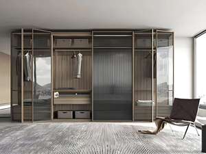 Luxury High End Walk in Closet with Glass Door Modern Design Italian Style Wooden <b>Wardrobe</b> - Product Image 4