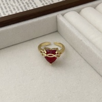 Vintage gouden rode hartvormige kristallen open ring met oneindigheids- en kruisdesign, verstelbaar, ideaal voor dagelijks gebruik, dates en Valentijnsdag