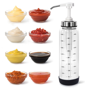 Dispensador de salsa y jarabe en botella de vidrio con cabezal de bomba de presión ancha para salsa picante casera, kétchup y aderezo para ensaladas - Product Image 3