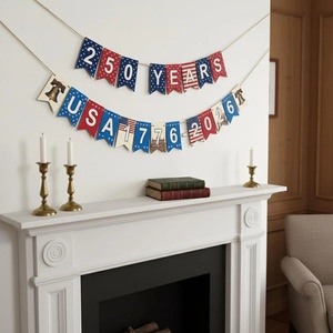 Guirlande patriotique du 4 juillet, décorations du Jour de l'Indépendance, drapeau américain, 250e anniversaire des États-Unis 1776-2026, bannière patriotique - Product Image 4
