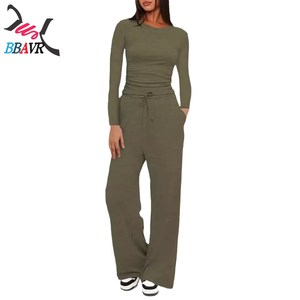 Knit Loose Solid Color Long Sleeve Women's <b>Summer</b> Sets Streetwear Sets Women Spring Autumn - Product Image 1