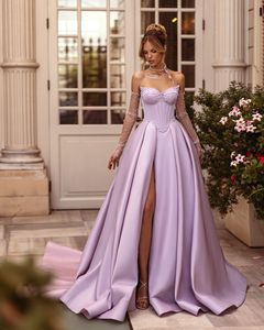Mily Bridal ML248 Elegante <span class=keywords><strong>Abito</strong></span> da Sera Lavanda <span class=keywords><strong>con</strong></span> Scollo a Cuore, Vestito <span class=keywords><strong>Lungo</strong></span> <span class=keywords><strong>in</strong></span> <span class=keywords><strong>Raso</strong></span> <span class=keywords><strong>con</strong></span> Perle e <span class=keywords><strong>Spacco</strong></span> per Cene di Gala - Product Image 5