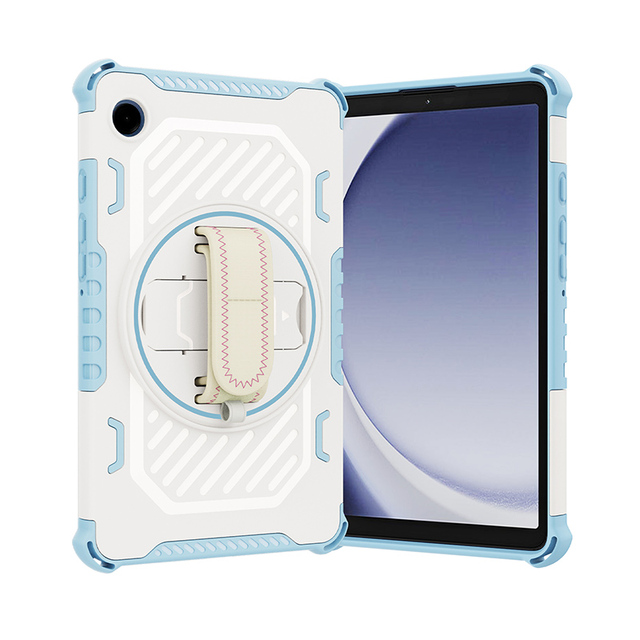 TPU Hybrid Shockproof Rugged Tablet Cover for Samsung Galaxy Tab A9 8.7 Inch X110 X115 Hand Strap Rotating Kickstand Cases