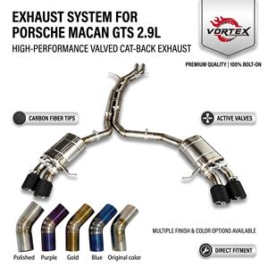 ท่อไอเสีย Vortex Raw Finish Ti Valvetronic สำหรับ Porsche Macan GTS 2.9L Twin-Turbo พร้อมปลายท่อคาร์บอนด้านสีดำสี่อัน - Product Image 1