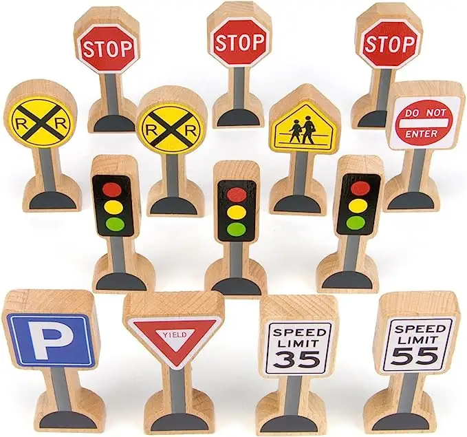हैलो विश्व जन्म साइन लकड़ी सड़क के संकेत और लकड़ी यातायात संकेत खिलौना