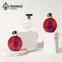 Vente en gros d'usine, flacons de parfum ronds plats personnalisés pour femmes, 50 ml, flacon de parfum vide élégant et luxueux avec boîte, haute qualité