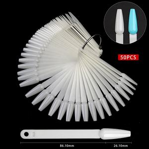 50pcs faux ongles conseils Nail Art en forme d'éventail Palette carte affichage acrylique pratique <span class=keywords><strong>nuancier</strong></span> pour vernis à ongles avec anneau clair - Product Image 3