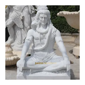 Grote Outdoor Hand Gesneden Indian Buddha Lord Shiva Marmeren Standbeeld