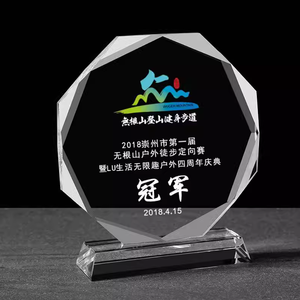 डी कस्टम लोगो यूव प्रिंटिंग ट्रॉफी कप क्रिस्टल ग्लास ट्रॉफी ऑक्टागन ग्लास पट्टिका - Product Image 6