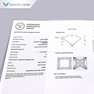 Tianyu Gems 1.59ct H SI2 VG Lab Made Créé Princesse Cut Blanc Diamant Lâche Diamant Cultivé En Laboratoire Avec Certificat IGI - Product Image 3