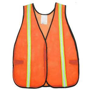 เสื้อกั๊กนิรภัยตาข่ายผ้าโพลีเอสเตอร์สีส้มขนาดเบาเทปสะท้อนแสงปรับขนาดได้โลโก้ตามต้องการ - Product Image 2
