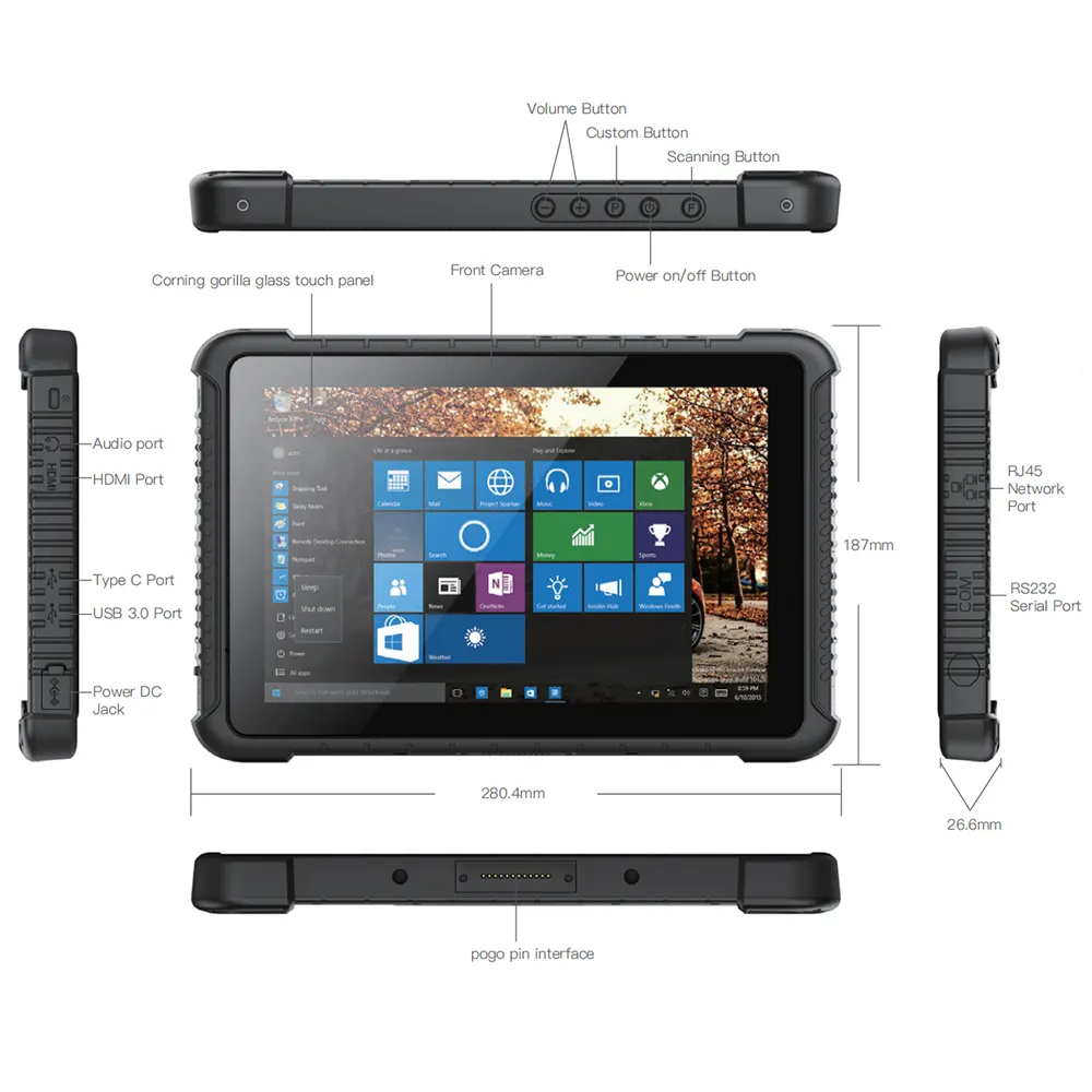 10.1 inch rugged tablet android waterproof dustproof handheld tablet win 11 4g industrial tablet pc N5100 GPS Bluetooth NFC