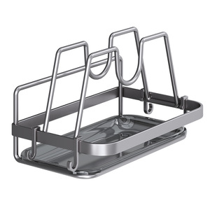 Wall Mounted Pot Lid Rack Rectangle Punch Free Powder Coated Kitchen <b>Storage</b> Solution - Product Image 5