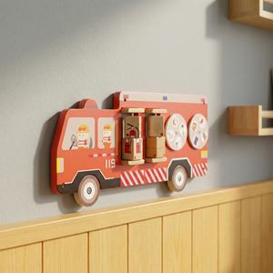 Camion de pompiers éducatif mural en bois STEM - Apprentissage interactif de la sécurité incendie pour les enfants de 2 <span class=keywords><strong>à</strong></span> 13 ans - Product Image 1